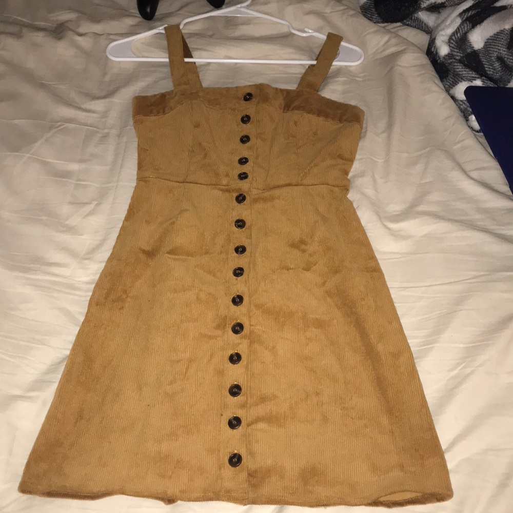 Brown button up corduroy dress